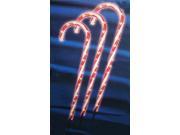 Set of 3 Lighted Outdoor Shimmering Candy Cane Christmas Lawn Stakes 28