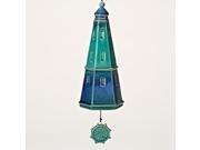 9.5 Light Teal and Blue Glazed Porcelain Lighthouse Decorative Outdoor Garden Bell Wind Chime