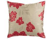 22 Beige and Red Romantic Floral Decorative Down Throw Pillow