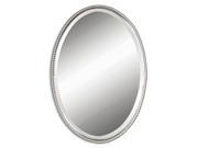 32 Hand Forged Brushed Nickel Oval Beveled Wall Mirror