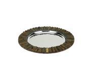 14 Handcrafted Decorative Round Rustic Charger Serving Tray with Wood Accents