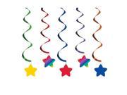 Club Pack of 30 Yellow Red and Blue Rainbow Star Hanging Decoration