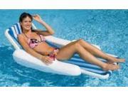 68.5 Blue and White Sunchaser Swimming Pool Floating Lounge Chair with Pillow