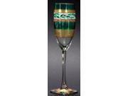 Set of 2 Mosaic Christmas Garland Hand Painted Champagne Flute Glass 5.75 Oz.