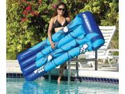 75 Paradise Island White and Blue Hibiscus Print Inflatable Air Mattress Swimming Pool Raft Float