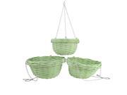 Set of 3 French Countryside Decorative Green Willow Hanging Basket Planters 9.75 14