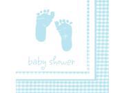 Club Pack of 384 Blue Plaid Baby Boy baby shower 2 Ply Beverage Party Napkins 5