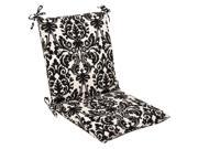Outdoor Patio Furniture Mid Back Chair Cushion Dramatic Black Cream Damask