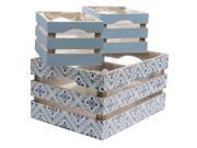 Set of 3 French Countryside Blue Rectangular Wooden Decorative Storage Box Nesting Crates 13.5