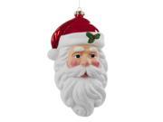 9.75 Red and White Glitter Santa Head Decorative Christmas Ornament
