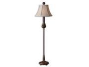 31 Olive Bronze Distressed Wood Oatmeal Round Bell Shade Buffet Table Lamp