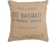 18 French Style Text RIZ BASMATI Burlap and Blue Decorative Down Throw Pillow