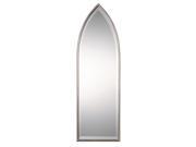 38 Tuscan Inspired Beveled Arched Mirror with Rounded Antiqued Silver Iron Frame