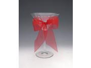 Set of 4 Jolie Martini Drinking Glasses with Solid Red Bows 8 ounces