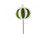 36 Metal Scrollwork Pumpkin with Inlaid Decorative Glass Yard Stake Green
