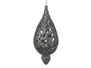 6.5 Silver Glitter Drenched Cut Out Teardrop Christmas Ornament