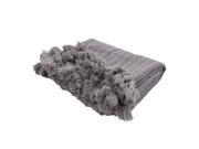 Slate Gray Braided Tasseled Wool Throw Blanket 50 x 60