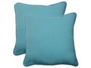 Set of 2 Ocean Blue Outdoor Patio Square Corded Throw Pillows 18.5