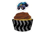 Club Pack of 144 Mudslinger Cupcake Wrapper Baking Cups with Monster Truck Dessert Picks