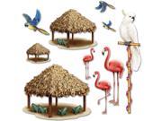 Club Pack of 120 Insta Theme Luau Themed Tiki Hut and Tropical Bird Luau Photo Props 50