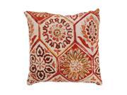 Summer Breeze Crimson Red Radial Tile Pattern Cotton Throw Pillow 16.5 x 16.5