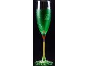 Set of 2 Dark Green White Hand Painted Champagne Drinking Glasses 5.75 Oz.