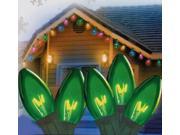 Set of 25 Transparent Green C9 Christmas Lights 12 Spacing Green Wire