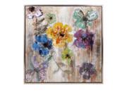 40 Impressionistic Multi Colored Flowers Floral Square Framed Oil Painting Wall Art Decor