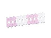 Club Pack of 12 Light Pink and White Tissue Garland Party Decoration 12