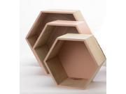 Set of 3 Basic Luxury Hexagonal Shadow Boxes with Peach Accents 11.5 15.5