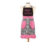 24 Pink and Black Zebra Print Burnt is the New Black Embroidered Chef s Apron