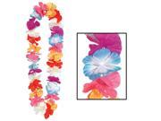 Pack of 12 Hawaiian Luau Rainbow Color Tropical Beach Party Flower Lei Necklaces 36