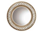 47 Open Fret Mahogany with Silver and Gold Leaf Framed Circular Wall Mirror