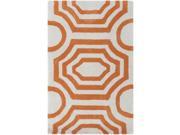 2 x 3 Rippling Octagon Creamsicle Orange and White Hand Tufted Plush Area Throw Rug