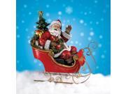 29 Christmas Traditions Santa Claus In Sleigh with Tree and Gifts Statue