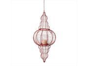 Pack of 2 Crimson Red Wire Hanging Finial Votive Candle Lantern 32.5