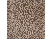 4 x 4 Les Animaux Dark Chocolate Brown and Tan Cheetah Wool Square Area Rug