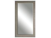 68.5 Contemporary Beveled Rectangular Wall Mirror with Ornate Silver Champagne Frame