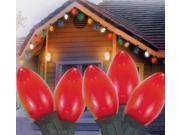 Set of 25 Opaque Red C7 Christmas Lights Green Wire