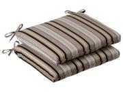 Pack of 2 Outdoor Patio Furniture Chair Seat Cushions Black Tan Striped Voyage