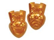 Pack of 24 Gold Mardi Gras Comedy and Tragedy Face Mask Party Decorations 21