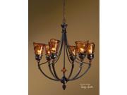 32 A Touch Of Elegance s Amber Glass Shade 6 Light Hanging Bronze Chandelier