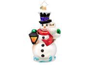 Christopher Radko Glass Frosty Midnight Meeting Snowman Christmas Ornament 1017169