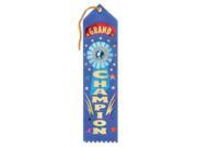 Pack of 6 Blue â€œGrand Champion Jeweled School Sports Award Ribbon Bookmarks 8