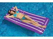 72 Water Sports Transparent Purple and White Cool Stripe Inflatable Swimming Pool Mattress Float