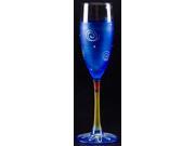 Set of 2 Dark Blue White Hand Painted Champagne Drinking Glasses 5.75 Oz.