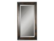 70 Distressed Black Solid Wood Rectangular Beveled Wall Mirror