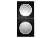 Set of 2 Modern Gerard Beveled Round Mirrors with Black Glass Frames