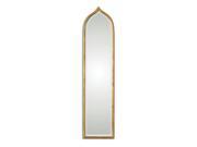 Moroccan Inspired Beveled Wall Mirror with Rounded Metal Antiqued Gold Leaf Frame