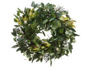 19 Protea and Sedum with Green Foliage Artificial Floral Wreath Unlit
